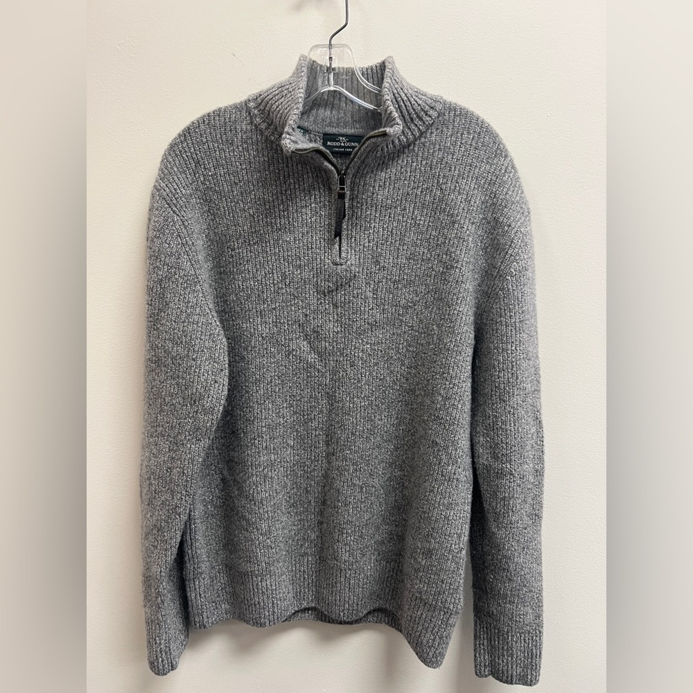 Rodd & Gunn Wool Quarter Zip Sweater Gray Italian Yarn Knit Pullover Men’s XL